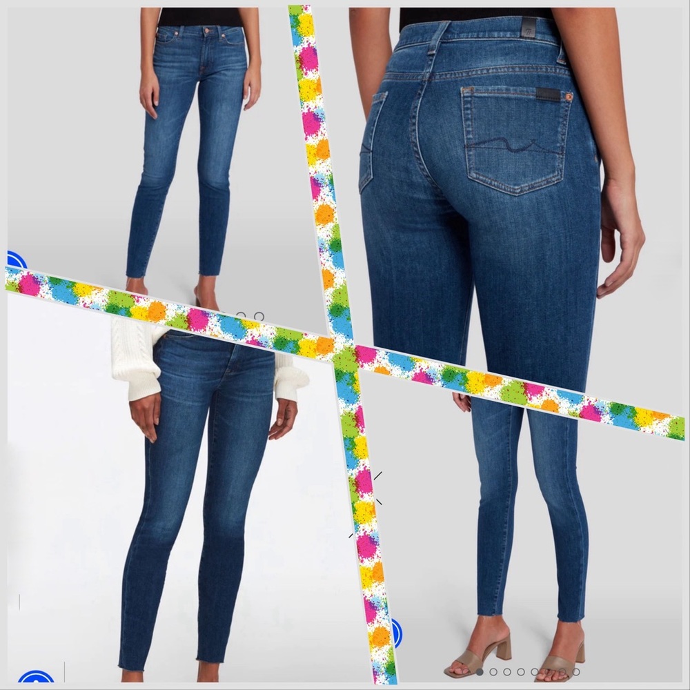 💕Like new 7 For All Mankind High Waist Skinny Jean with raw cut💕